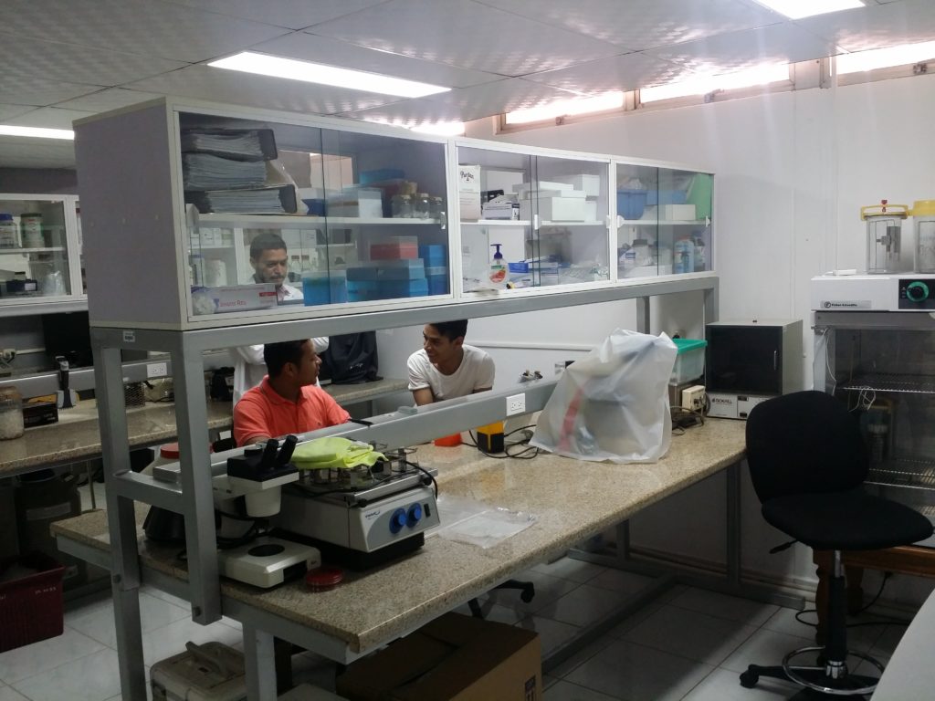 Det nyrenoverade labbet där studenterna höll till och utförde experiment. / The newly renovated lab where the students hang out and performed experiments. 