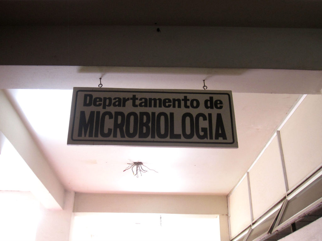 Vi blev välkomnade till den mikrobiologiska avdelningen på Universitetet. / We were welcomed to the microbiology department at the University.